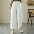 thumbnail image 7 of Pants for Women S with Pockets Pants with Stripe on The Side Dress Size 16 Women Linen Cover up Comfy plus Size Glitter Dress Corduroy plus Elastic Waist Pant 3 Strip White L, 7 of 7