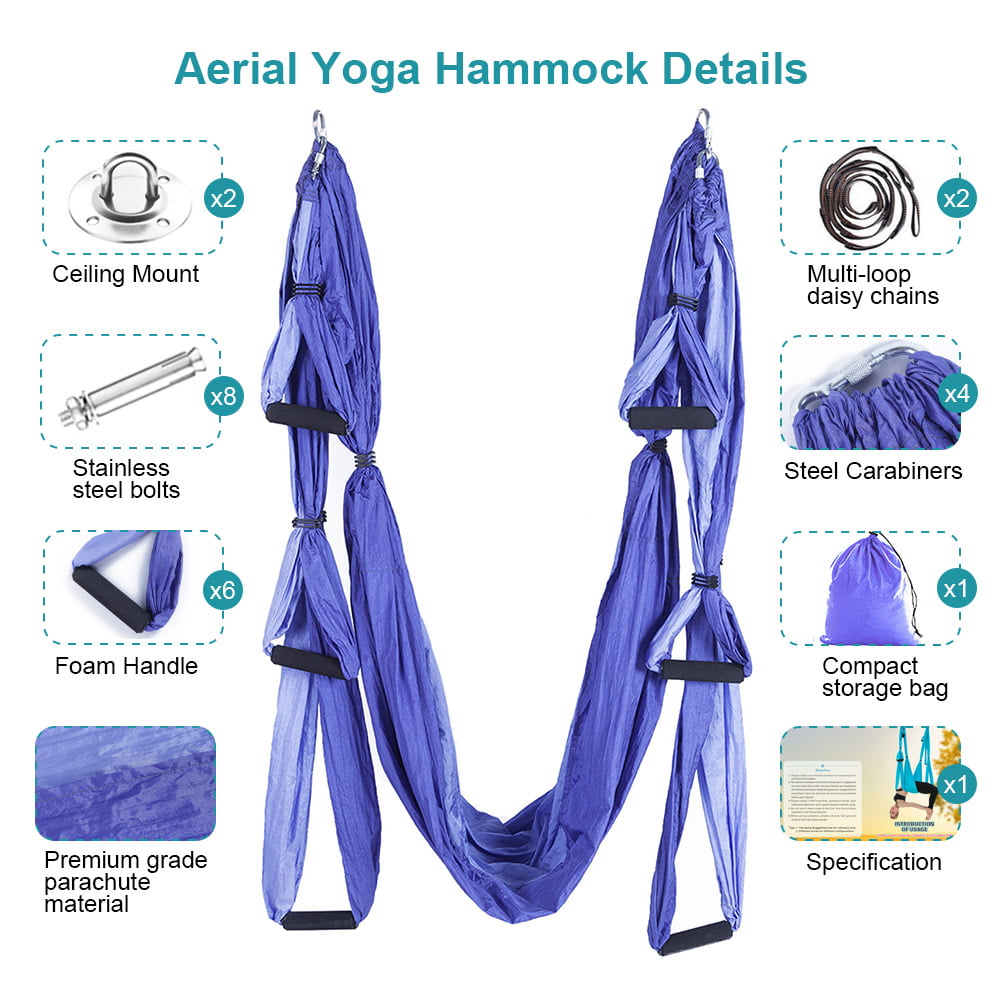 with Ceiling Anchors INTEY Aerial Yoga Flying Yoga Swing Yoga Hammock Trapeze Sling Inversion Tool for Gym Home Fitness