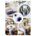 thumbnail image 3 of Blue Bohemian Cloth Napkins Set of 6 Reusable Dinner Napkins, Boho Modern Floral Abstract Ombre White Cocktail Napkin Washable Table Napkins for Wedding/Holiday Party/Baby Shower 20"x20", 3 of 7