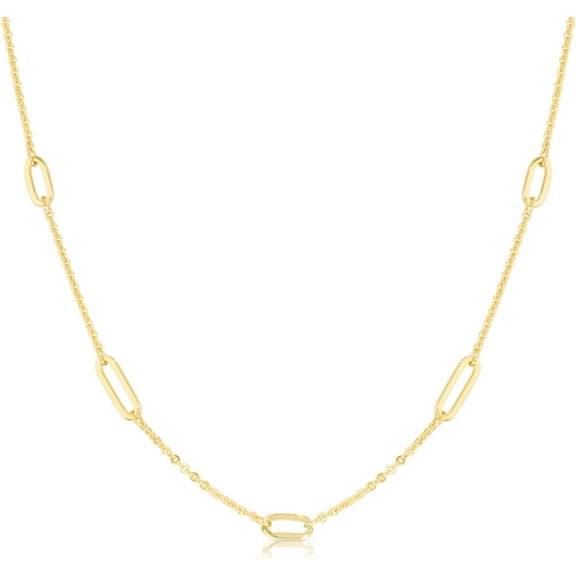 Floreo 10k Yellow Gold 1.5mm Rolo Paperclip Chain Necklace