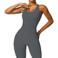 thumbnail image 5 of Baywell Women's Jumpsuits Seamless Ribbed Round Neck One Piece Yoga Workout Sleeveless Rompers Sexy Tank Top Shorts, 5 of 7