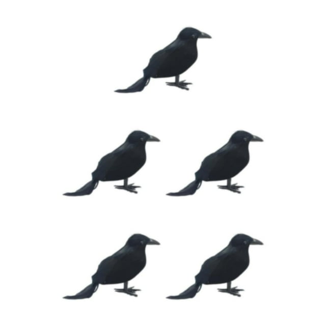 Youkk Unique Simulation Crow Animal Model For Halloween Decoration Or Horror Themed Events With High Straight crow 5Set