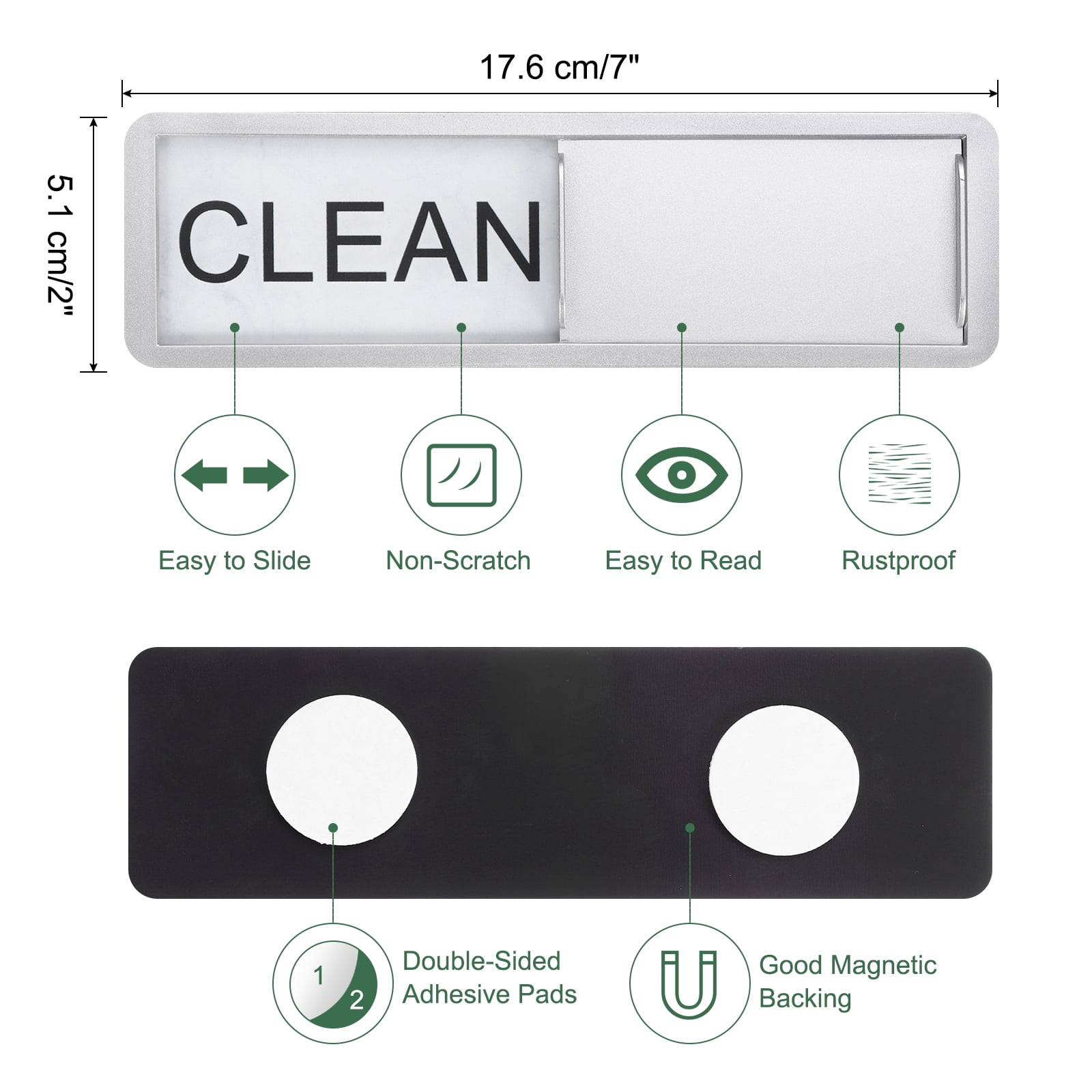 Unique Bargains Dishwasher Magnet Clean Dirty Sign Black/White Marble Sign Silver