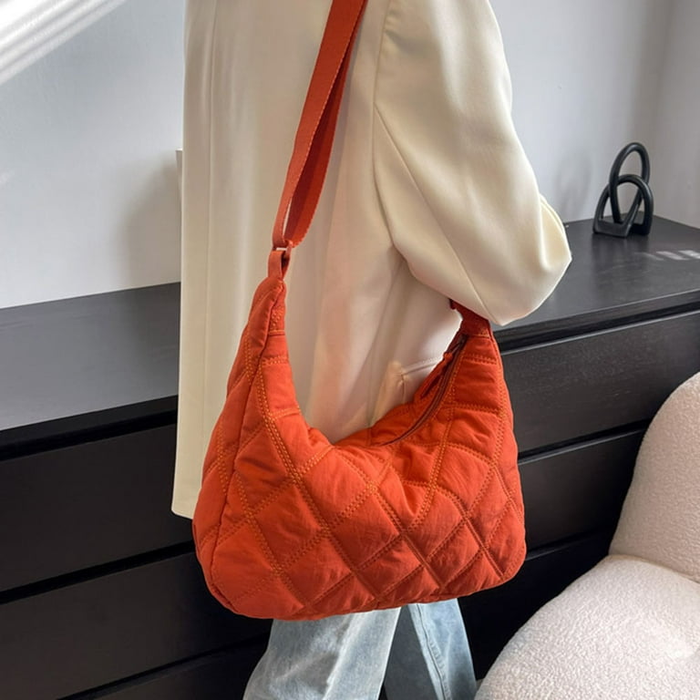 Bxingsftys Women Nylon Padded Quilted Handbag Winter Warm Tote Bag