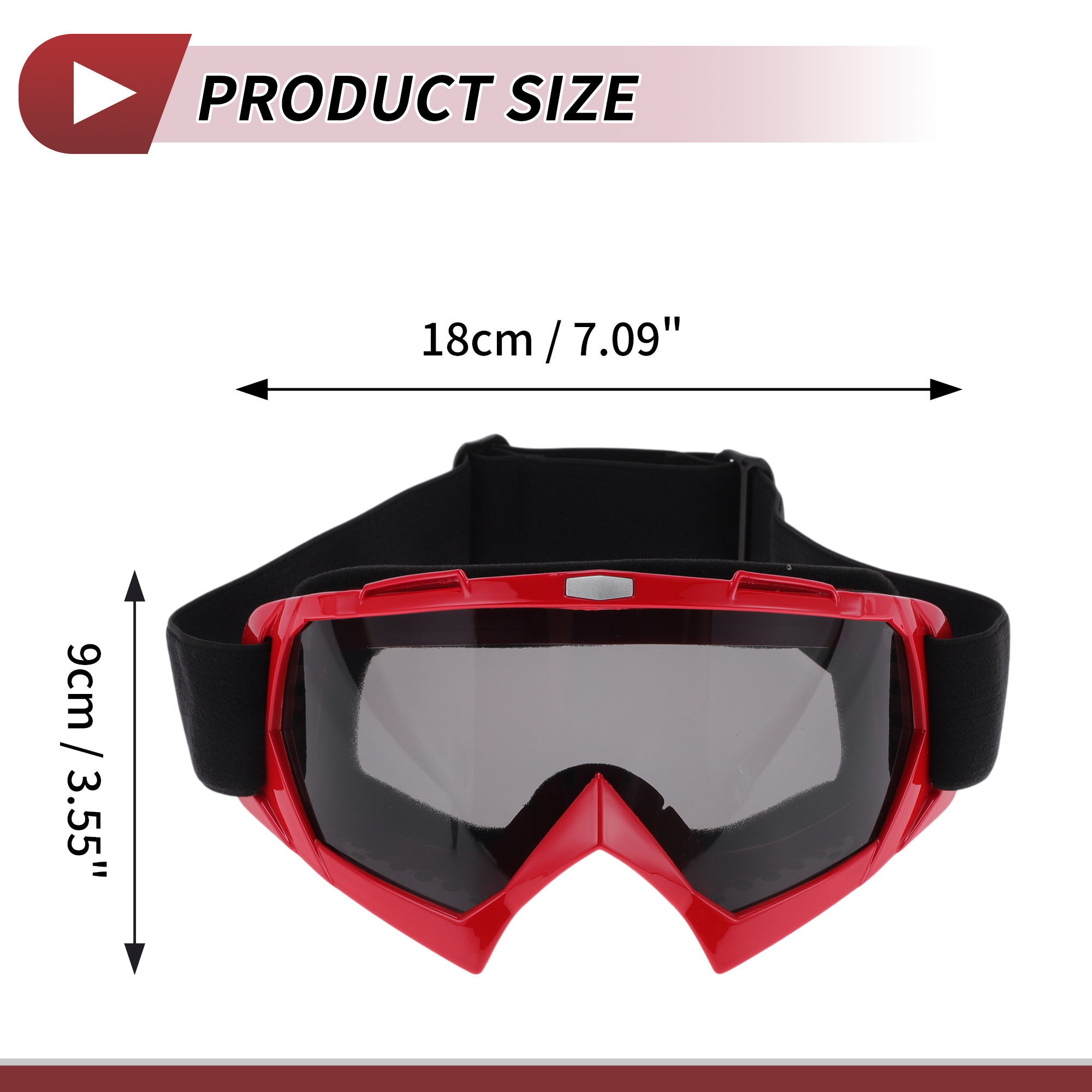 Unique Bargains 1 Set Motorcycle Riding Goggles PC TPU Outdoor Sports Sunglasses for Motocross Dirt Bike ATV Grey Lens Red Frame