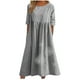 thumbnail image 2 of Puntoco Vestido De Manga Corta Con Bolsillo Informal De Algodón Y Lino De Color Sólido Con Cuello Redondo De Primavera Y Verano Para Mujer Gris Xl,Regalos Para Mujer Joven, 2 of 6