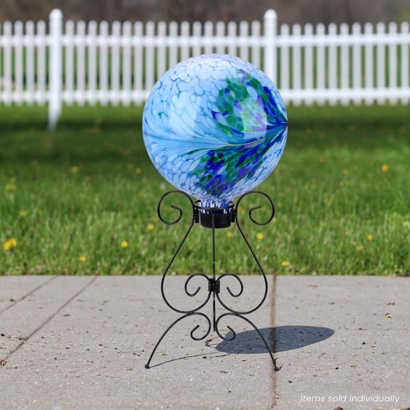 Northlight 11.25" Black Curved Scroll Design Outdoor Patio Garden Gazing Ball Stand
