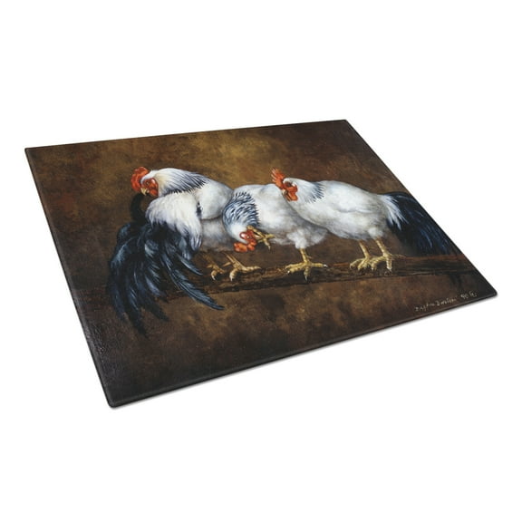 Carolines Treasures BDBA0081LCB Roosting Rooster and Chickens Glass Cutting Board Large, 12H x 16W, multicolor