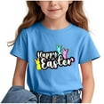 thumbnail image 2 of YABCSAZ Easter Tops for Toddler Baby Bunny Letter Printed T Shirt Short Sleeve Crewneck Loose Fit Tunic Tops Summer Casual Blouses Unisex kids Shirts Girls Boys Outfits Size 11 T, 2 of 3