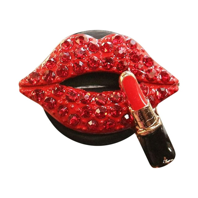 CEHVOM Car Charm Air Clips, Sexy Crystal Lips Car Interior Accessories, Rhinestone Diamond Lipstick Car Bling Decorations Clearance