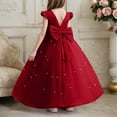thumbnail image 6 of MEZZALL Child Elegant Long Girls Formal Dress With Bow And Beaded For Birthday Party Pageant Gown Long Sleeve O-Neck Festival Sundress Classic, 6 of 6