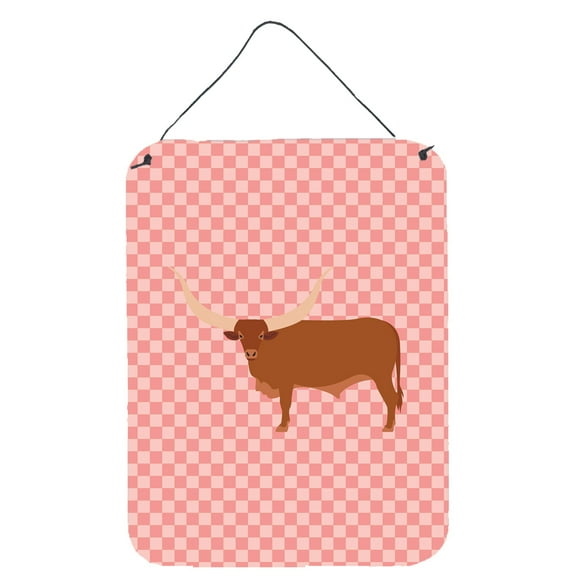 Ankole-Watusu Cow Pink Check Wall or Door Hanging Prints