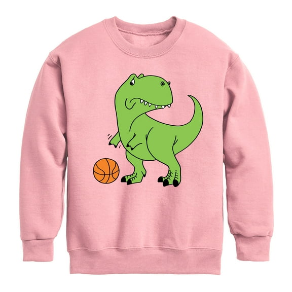 Instant Message - Trex Basketball - Toddler & Youth Crewneck Fleece Sweatshirt