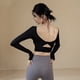 thumbnail image 4 of Ropa de yoga para mujer, otoño, invierno, deportes, manga larga, con almohadilla para el pecho, secado rápido, entrenamiento, fitness, pilates, top, 4 of 5