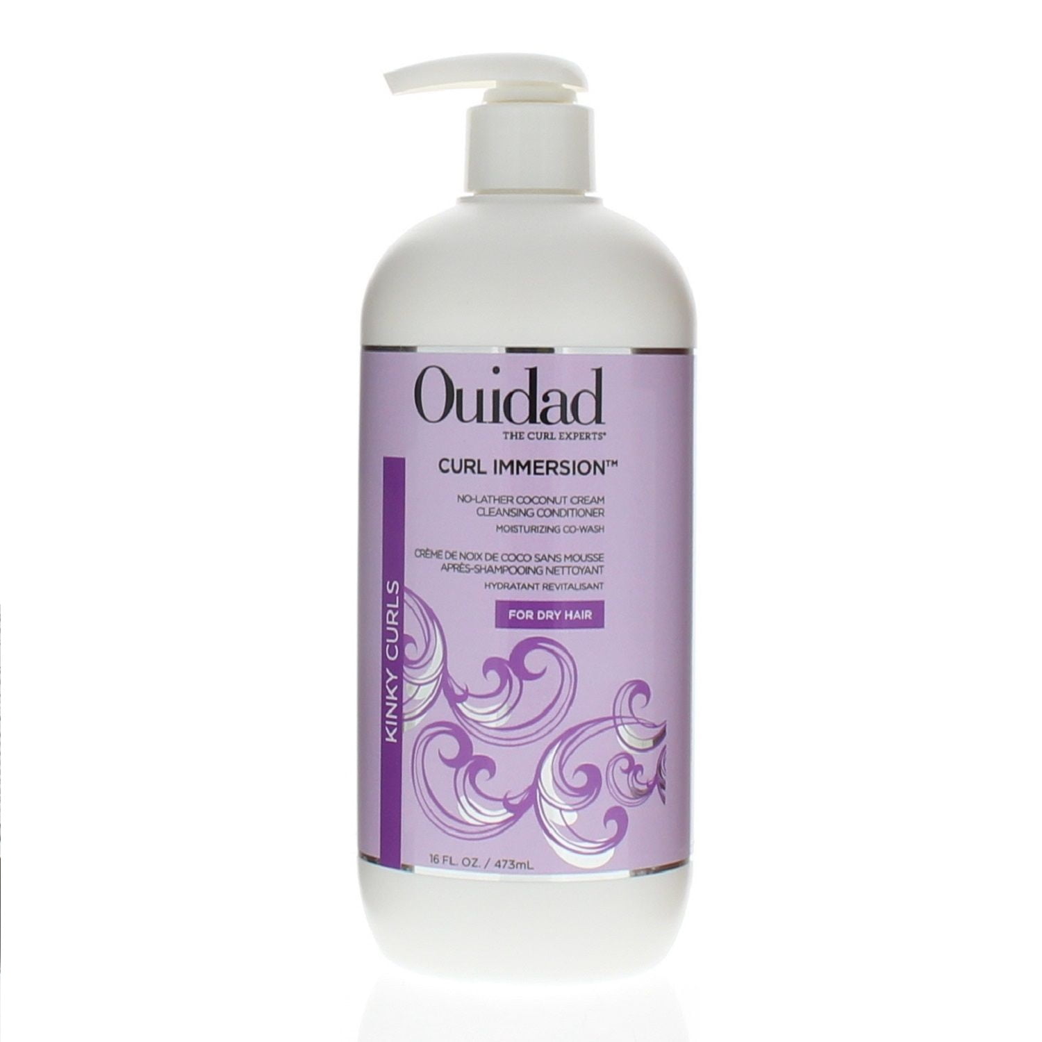 OUIDAD Kinky Curls Curl Immersion No-Lather Coconut Cream Cleansing Conditioner For Dry Hair 16oz