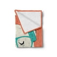 thumbnail image 2 of Polar Bear Soft Flannel Fleece Throw Blanket, Portrait of Music Lover Hipster Grizzly Bear with Headphones, Cozy Plush for Indoor and Outdoor Use, 50" x 70", Sea Green Coral, by Ambesonne, 2 of 5