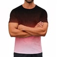 thumbnail image 2 of Men's Summer Shirts Gradient Printed Short Sleeve Crew Neck Slim Fit Causal Sports Shirt Blouse Tops (L, Red), 2 of 9