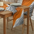 thumbnail image 2 of Table Runner Dresser Scarves 72 Inch Long, Modern Abstract Wave Lines Linen Dining Table Runners Ombre Orange White Grey Tabletop Scarf for Wedding Holiday Party Kitchen, 2 of 7
