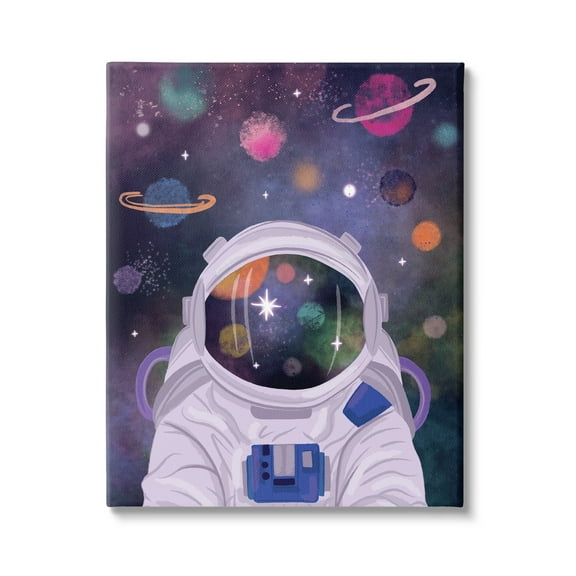 Stupell Industries Cosmic Universe Reflection Astronaut Helmet Galaxy Stars Canvas Wall Art, 16 x 20, Design by Lisa Perry Whitebutton