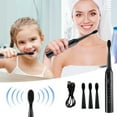 thumbnail image 2 of Cepillo de dientes negro con 4 cabezales para adultos y niños, cepillo de dientes sónico para uso doméstico, 2 of 8