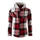 thumbnail image 1 of Blusa de manga larga con capucha para hombre, estilo informal, a cuadros, con botones y capucha, de poliéster, 1 of 8