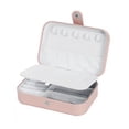 thumbnail image 1 of Stackable Flannel Lined Jewelry Box, Anti-Oxidation Dustproof Folding Ring & Earring Storage Organizer | Retro Leather Style (Pink), 1 of 8