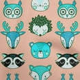 thumbnail image 1 of oneOone Velvet Pink Salmon Fabric Cute Animal Face Pattern Dress Material Fabric Print Fabric By The Yard 58 Inch Wide, 1 of 1