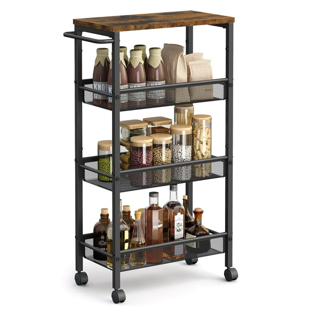 Carrito de almacenamiento rodante VASAGLE de 4 niveles, 22 x 45 x 77 cm, 3,6 kg
