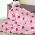 thumbnail image 6 of Honeii Strawberry And Heart Print Fleece Blanket - Throw Blanket for Bed, Sofa, Couch, Camping, and Travel , Microplush Ultra Soft Warm Blanket-50"x40", 6 of 7