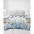 thumbnail image 2 of Quilts Full Size Bedding Set, Blue Hydrangea Lightweight Quilted Comforter, Spring Summer Eucalyptus Wooden Soft Reversible Bedspread Coverlet with Pillow Covers for All Season, 78" x 90", 2 of 7