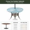 thumbnail image 5 of Round Outdoor Tablecloth with Umbrella Hole and Zipper, Teal Blue Palm Leaf Tablecloth with Elastic Waterproof, Summer Coastal Botanical Tropical Patio Table Covers for 36" - 44" Picnic Pool Tables, 5 of 7