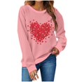 thumbnail image 2 of T-shirt de la Saint-Valentin pour Femmes 2024, Chandails à Col Rond, T-Shirts Décontractés avec Cœur, T-Shirts Graphiques Amples à Manches Longues, Chandails à Enfiler, Hauts Mode pour les Fêtes, T-Shirt, 2 of 3