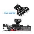 thumbnail image 2 of Motherboard Connector Good Hardness Lossless Plug Play USB2.0 9Pin to 2 9Pin Water-Cooled RGB Lamp Fan Adapter for Computer - Black, 2 of 5