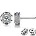 thumbnail image 1 of Pendientes de diamantes redondos completos CHAO de plata de ley 925 hipoalergénicos, 1 of 5
