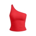 thumbnail image 7 of SELONE Red Off the Shoulder Tops for Women Summer Sleeveless T-Shirts Crop Asymmetrical Tank Tops Going Out Tight Shirts, 7 of 7