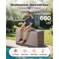 thumbnail image 2 of 100 Gallon Grey Resin Outdoor Deck Box Waterproof Storage for Patio Furniture Cushions Garden Tools Pool Supplies Toys and Towels, 2 of 6
