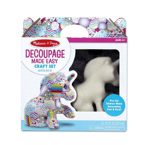Melissa & Doug Decoupage Made Easy Unicorn Paper Mache Craft Kit With Stickers