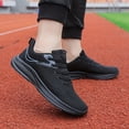 thumbnail image 3 of New+Men'S Low-Top Breathable Mesh Sneakers - Lightweight, Non-Slip, Durable Running Shoes Sporty Wear, Black, Sneakers,  with Cushioned MD Sole for All-Season Casual & Allseason Footwear, Modern Snea, 3 of 9