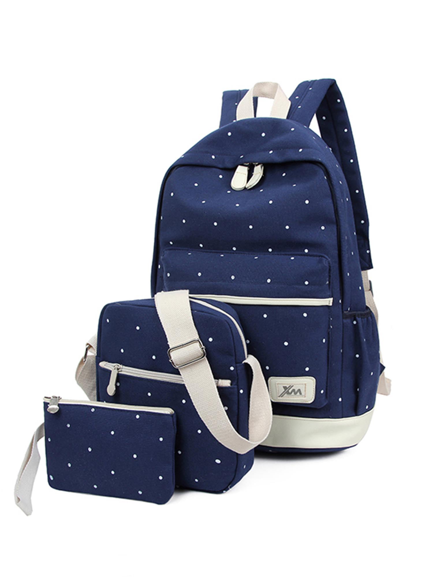 Lowestbest - Lowestbest 3Pcs/Sets School Canvas Backpacks for Teenage