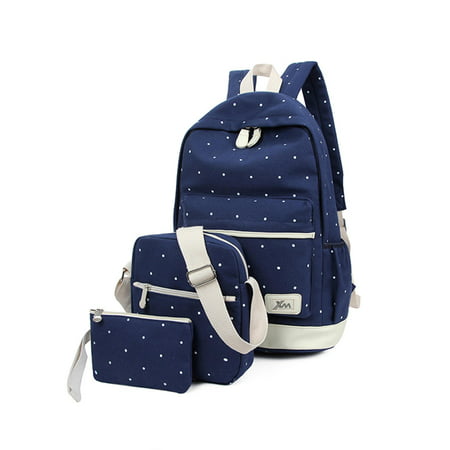 Lowestbest 3Pcs/Sets School Canvas Backpacks for Teenage Girls, Travel Scatchel Rucksack Backpacks for Middle School(1 Backpack+1 Shoulder bag+ 1 Handbag), Black School Backpack for (Best Backpacks For Middle School)