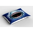 thumbnail image 2 of Ambesonne Shark Pillow Sham 2 Pack, Attack Open Mouth Bite, 30"x20", Navy Blue Grey Fuchsia, 2 of 3