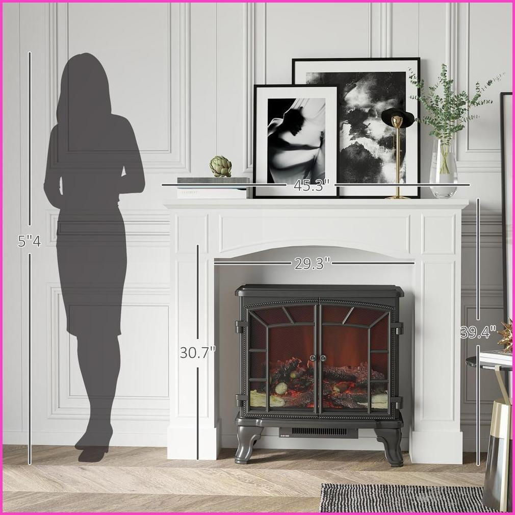 Fireplace Mantel, Modern Decorative Pattern Surround | Fits 29'' Interior Width | White | MDF