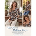 thumbnail image 6 of Cuteduck Women Plus Size Printed Tunic 3/4 Sleeve Fall Pleated Round-neck Casual Loose Ruffled Top 1X-5X, 6 of 8