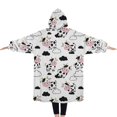 thumbnail image 2 of Oversized Wearable Blanket Hoodie,White Cow Cloud Pattern Sherpa Blanket Hoodie with Super Pockets,Super Warm Fuzzy Pullover for Women & Men, 2 of 6