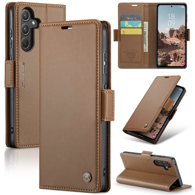 CaseMe Funda de Cuero para Samsung Galaxy A55 5G con Bloqueo RFID, para Samsung Galaxy A55 5G Funda para Mujer Hombre Tarjetero Cierre Magnético Funda Tipo Folio para Samsung Galaxy A55 5G
