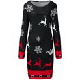 thumbnail image 5 of BLTIBY Christmas Sweatshirt Dress for Women 2024 Xmas Print Autumn Winter Round Neck Casual Soft Long Sleeve Fashion Pullover Dresses Outfit Trendy Black 2 XXL, 5 of 6