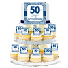 50th Anniversary Blue Edible Photo Toppers & Edible Cupcake Decoration Kit
