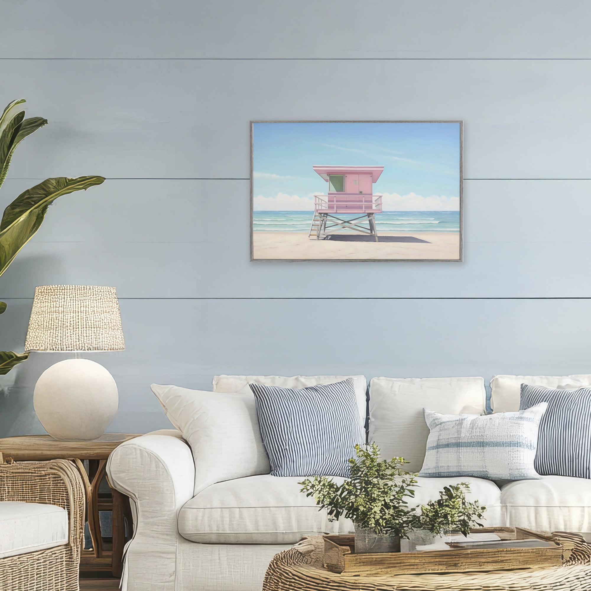 Stupell Industries Miami Beach Lifeguard Station Gray Framed Giclee Art, design by Creative Studio