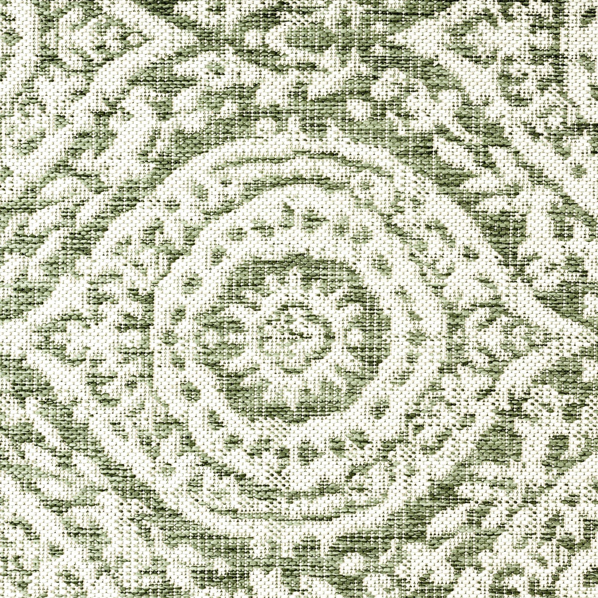 Nicole Miller New York Patio Country Zoe Moroccan Damask Indoor/Outdoor Area Rug, Light Green/Ivory , 5'2"x7'2"