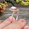 thumbnail image 5 of 1.50 Carat Pear Shaped Morganite Engagement Ring On 10K Rose Gold Halo Teardrop Design Anniversary Gift Personalized For Brides, Promise Ring, Anniversary Gift, 5 of 5